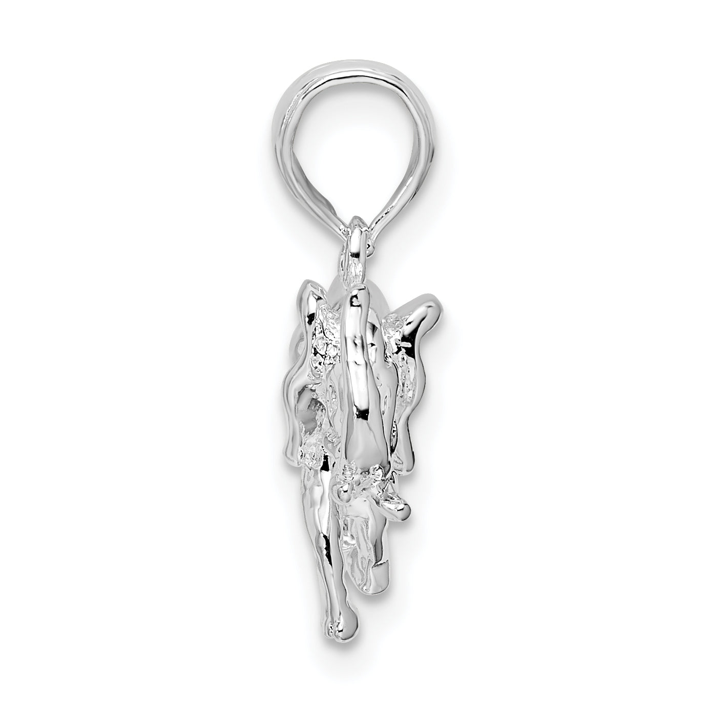 Sterling Silver De-Ani Rhodium-Plated Polished 3D Elephant Pendant