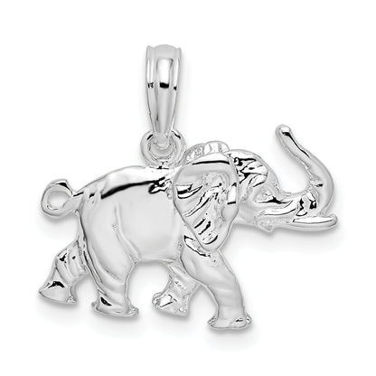 Sterling Silver De-Ani Rhodium-Plated Polished 3D Elephant Pendant