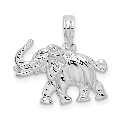 Sterling Silver De-Ani Rhodium-Plated Polished 3D Elephant Pendant