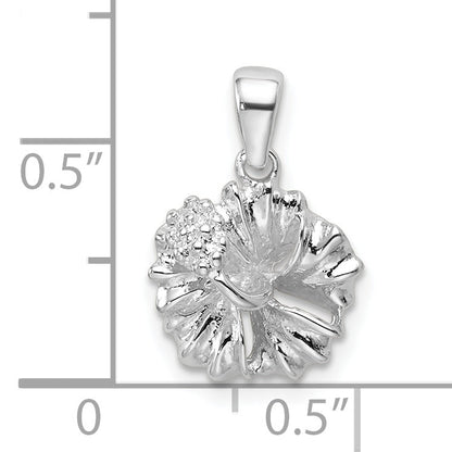 Sterling Silver Polished Hibiscus Flower Pendant