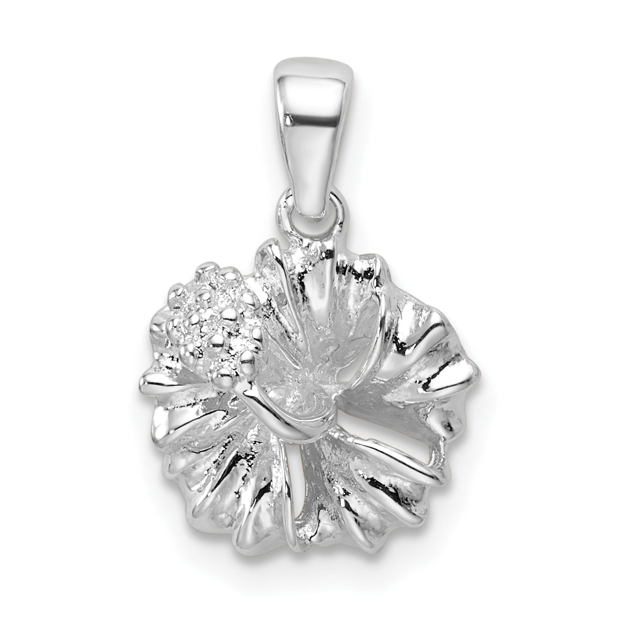 Sterling Silver Polished Hibiscus Flower Pendant
