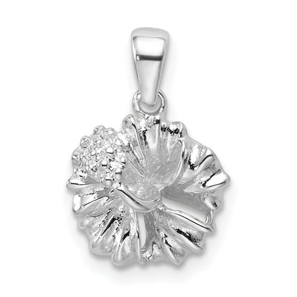 Sterling Silver Polished Hibiscus Flower Pendant