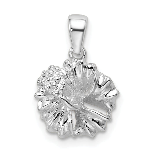 Sterling Silver Polished Hibiscus Flower Pendant