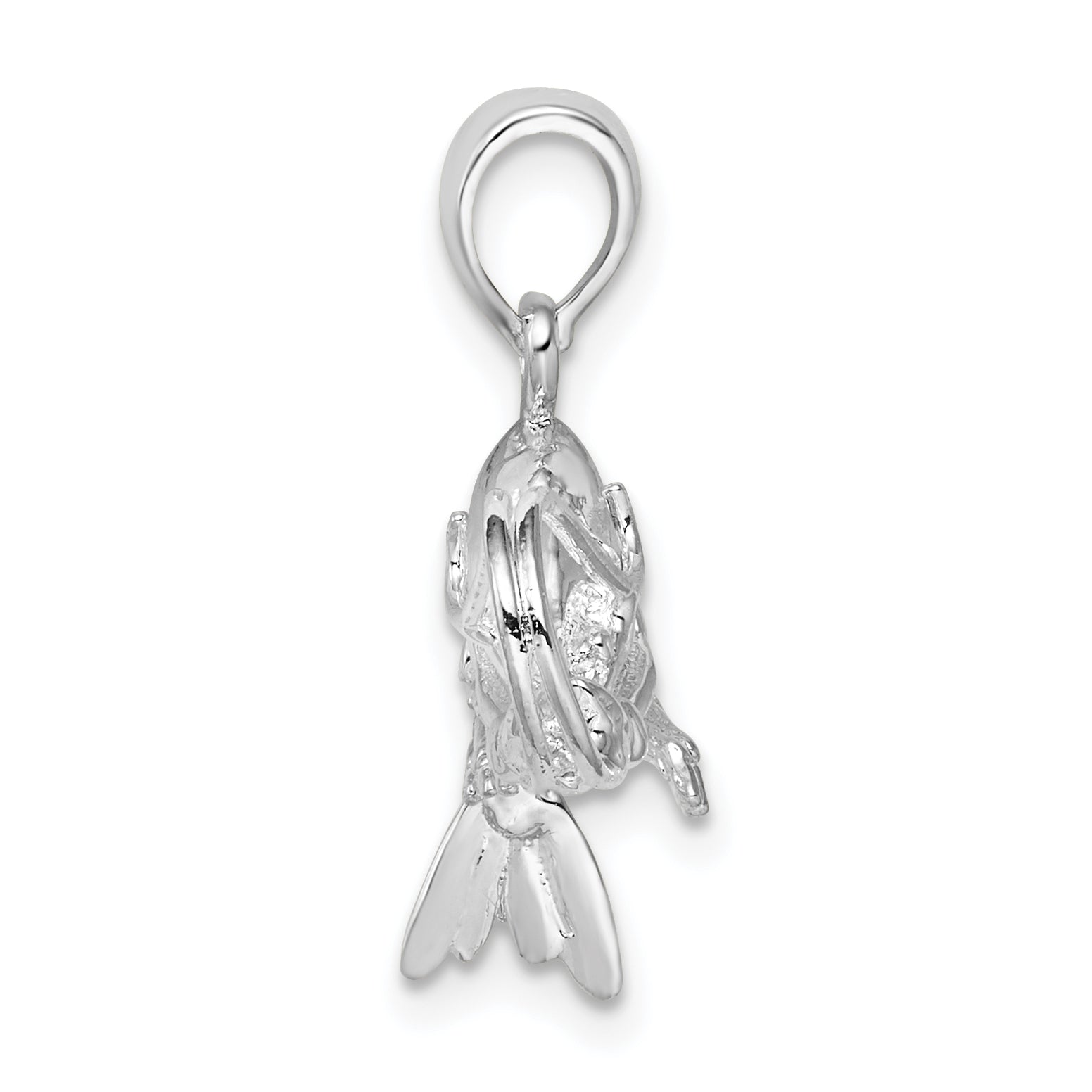 Sterling Silver De-Ani Rhodium-Plated Polished 3D Shrimp Pendant