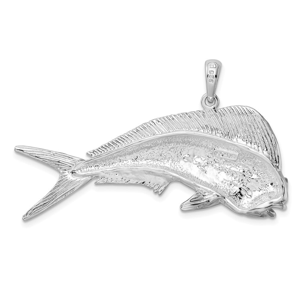 Sterling Silver De-Ani Rhodium-Plated Polished Mahi-Mahi Fish Pendant