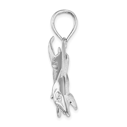 Sterling Silver De-Ani Rhodium-Plated Polished And Satin Swordfish Pendant