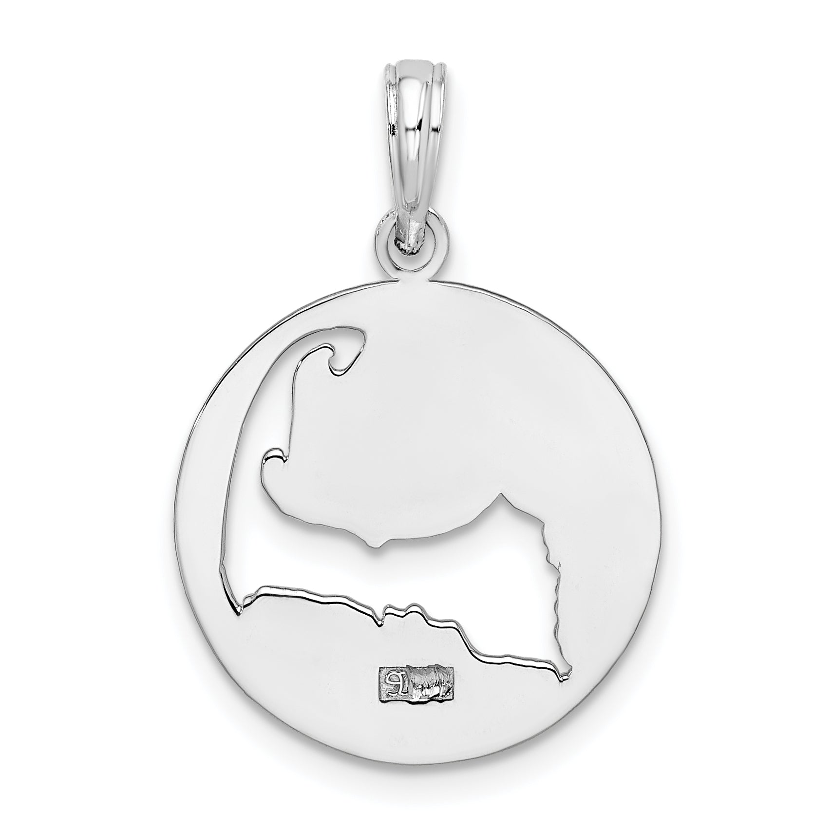 Sterling Silver De-Ani Rhodium-Plated Polished Cape Cod Cut-Out Pendant