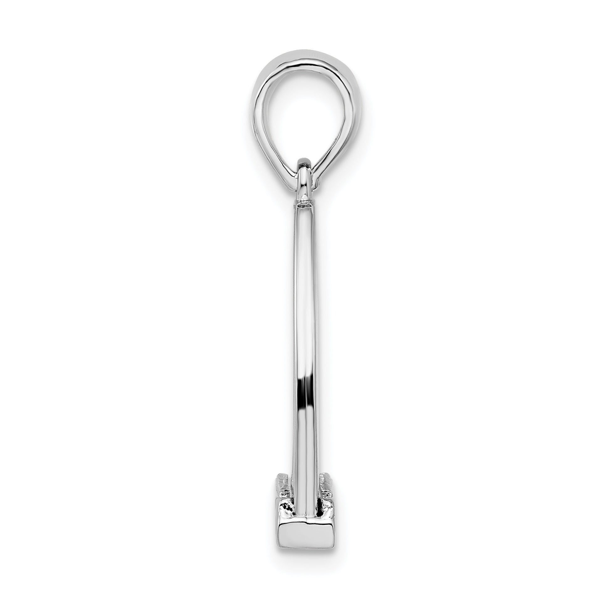 Sterling Silver De-Ani Rhodium-Plated Polished 3D Large Horse Stirrup Pendant