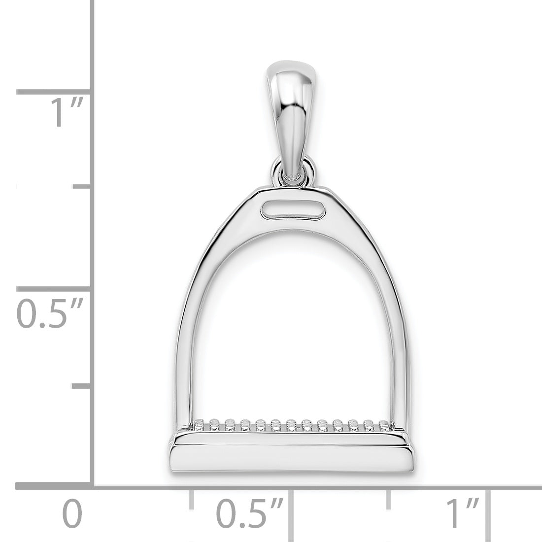 Sterling Silver De-Ani Rhodium-Plated Polished 3D Large Horse Stirrup Pendant