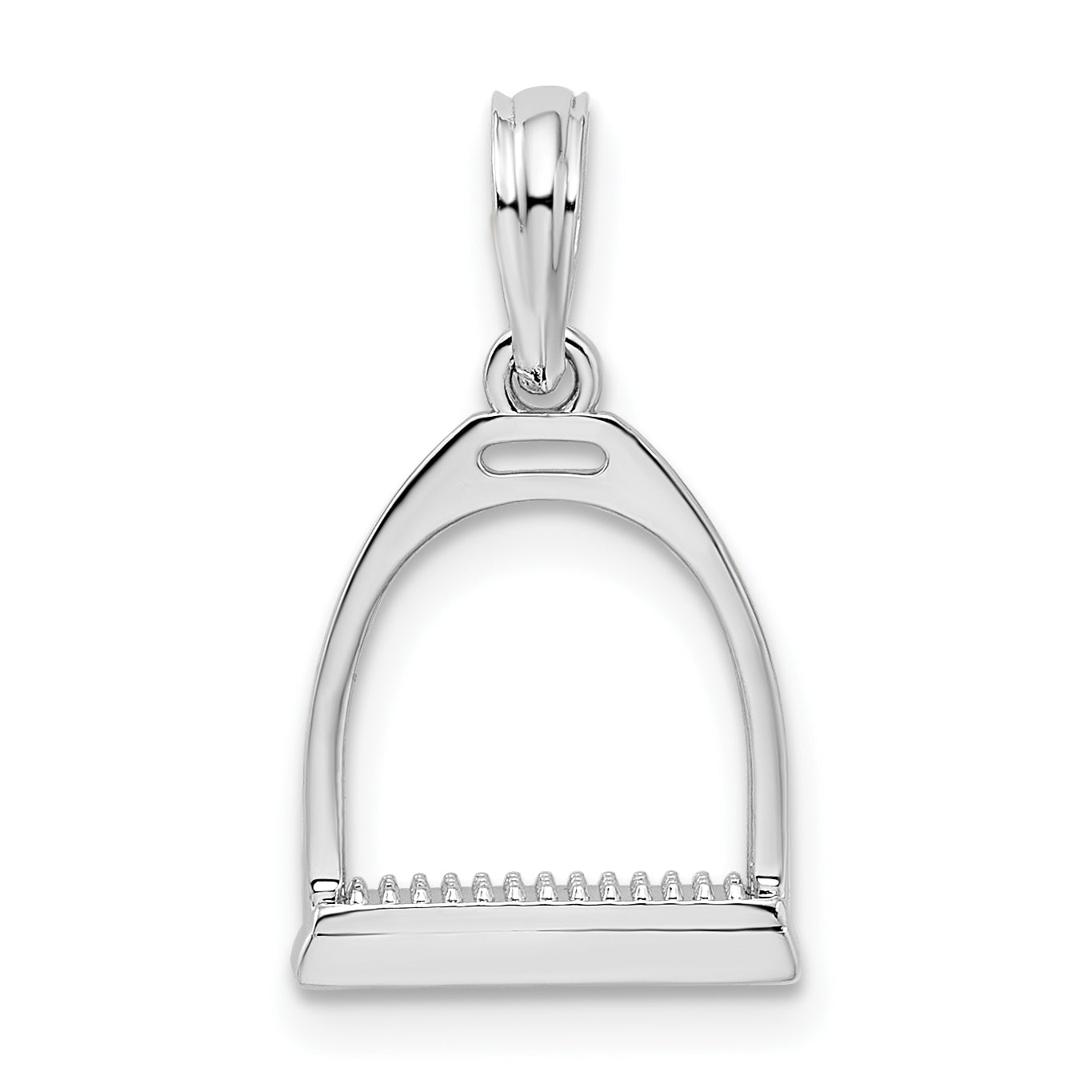 Sterling Silver De-Ani Rhodium-Plated Polished 3D Horse Stirrup Pendant