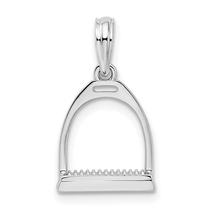 Sterling Silver De-Ani Rhodium-Plated Polished 3D Horse Stirrup Pendant