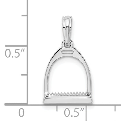 Sterling Silver De-Ani Rhodium-Plated Polished 3D Horse Stirrup Pendant