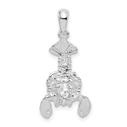 Sterling Silver De-Ani Rhodium-Plated Polished Moveable Lobster Pendant