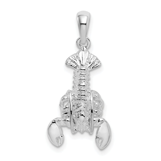 Sterling Silver De-Ani Rhodium-Plated Polished Moveable Lobster Pendant