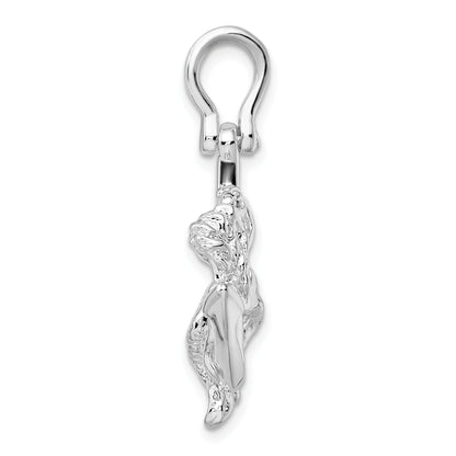 Sterling Silver De-Ani Rhodium-Plated Polished 3D Anchor With Mermaid Pendant