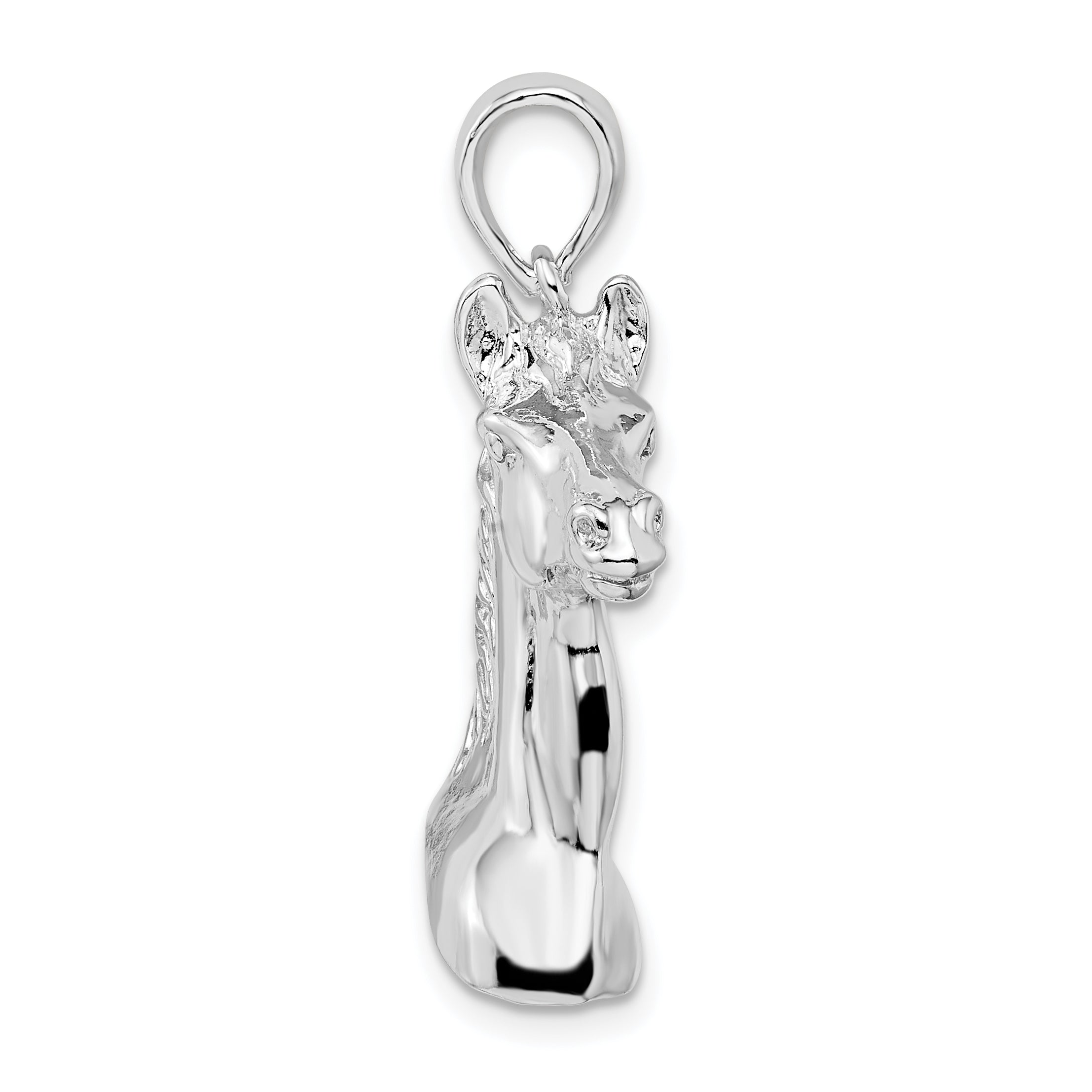 Sterling Silver De-Ani Rhodium-Plated Polished 3D Horse Head Pendant