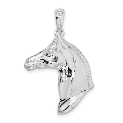 Sterling Silver De-Ani Rhodium-Plated Polished 3D Horse Head Pendant