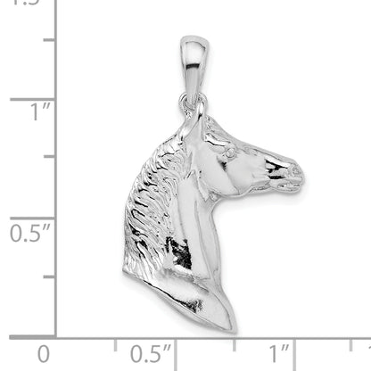 Sterling Silver De-Ani Rhodium-Plated Polished 3D Horse Head Pendant