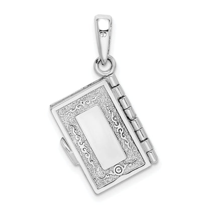 Sterling Silver De-Ani Rhodium-Plated Moveable 3D Lord'S Prayer Bible Pendant
