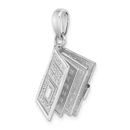 Sterling Silver De-Ani Rhodium-Plated Moveable 3D Lord'S Prayer Bible Pendant