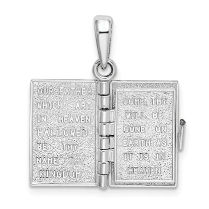 Sterling Silver De-Ani Rhodium-Plated Moveable 3D Lord'S Prayer Bible Pendant