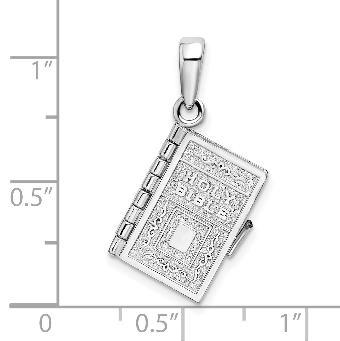 Sterling Silver De-Ani Rhodium-Plated Moveable 3D Lord'S Prayer Bible Pendant