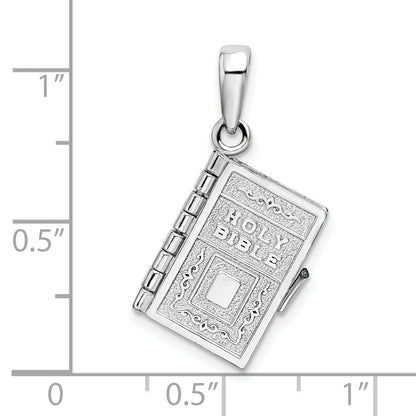 Sterling Silver De-Ani Rhodium-Plated Moveable 3D Lord'S Prayer Bible Pendant
