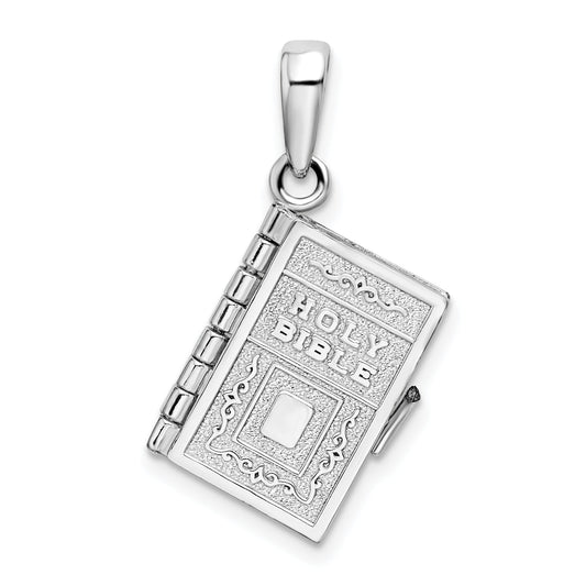 Sterling Silver De-Ani Rhodium-Plated Moveable 3D Lord'S Prayer Bible Pendant