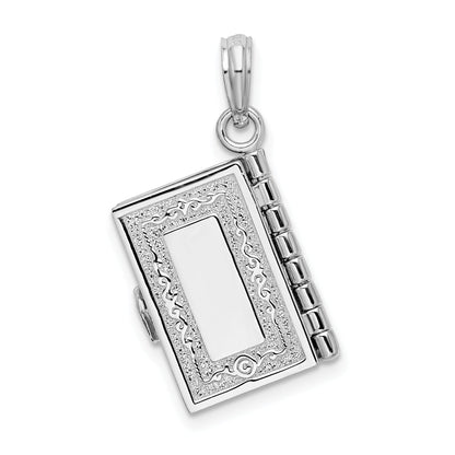 Sterling Silver De-Ani Rhodium-Plated Moveable 3D Spanish Santa Biblia Pendant