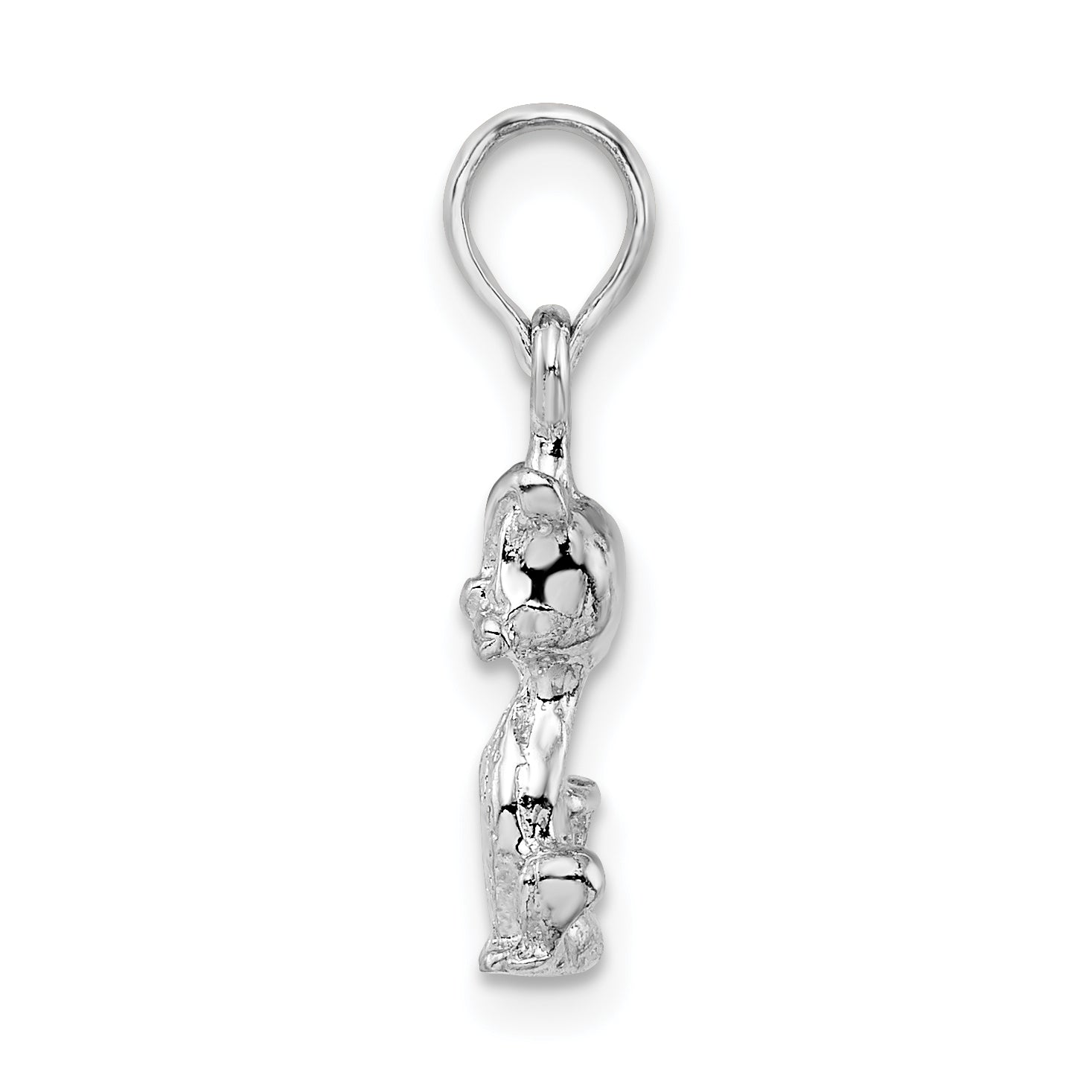 Sterling Silver De-Ani Rhodium-Plated Polished 3D Mini Sitting Cat Pendant