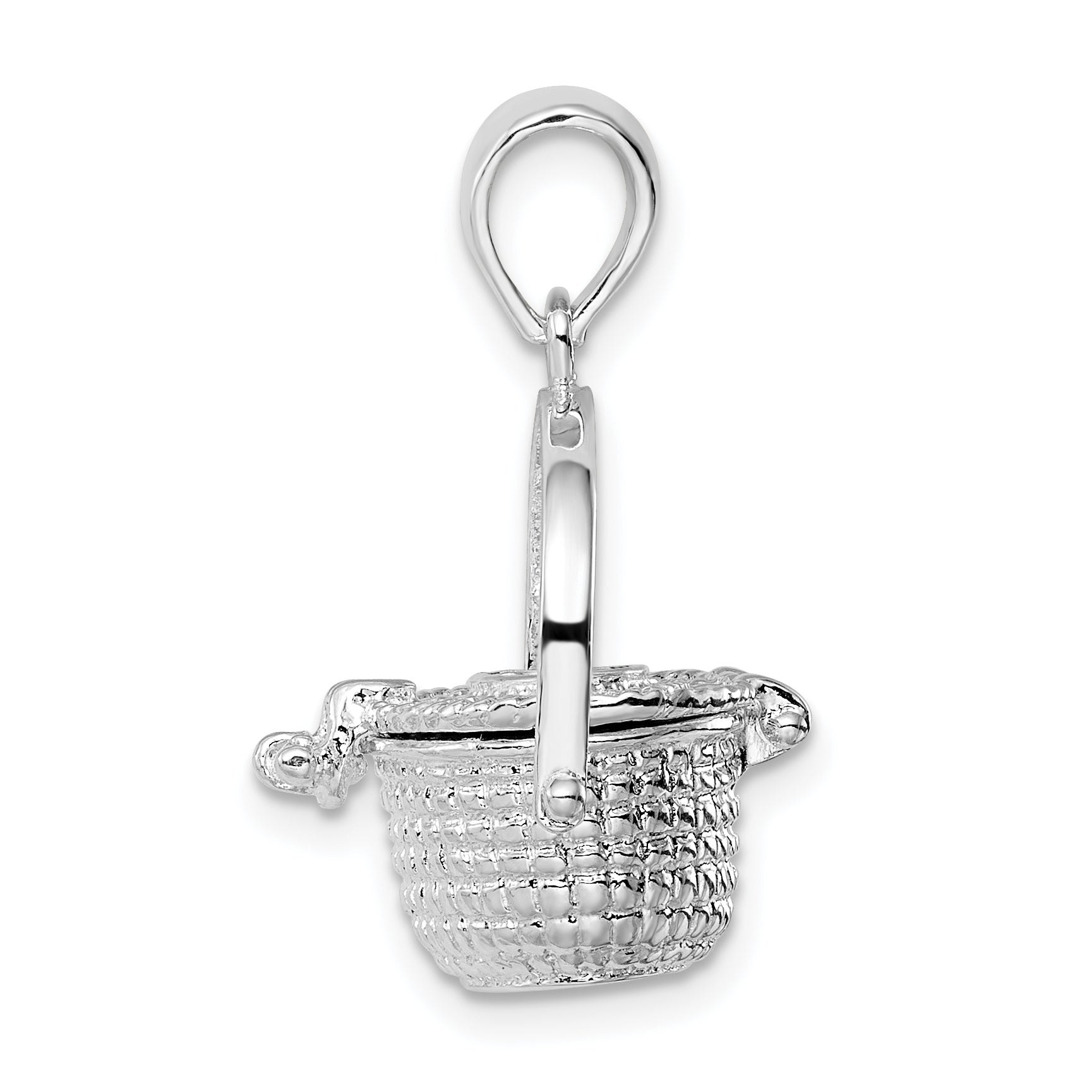 Sterling Silver De-Ani Rhodium-Plated Polished 3D Nantucket Basket Pendant