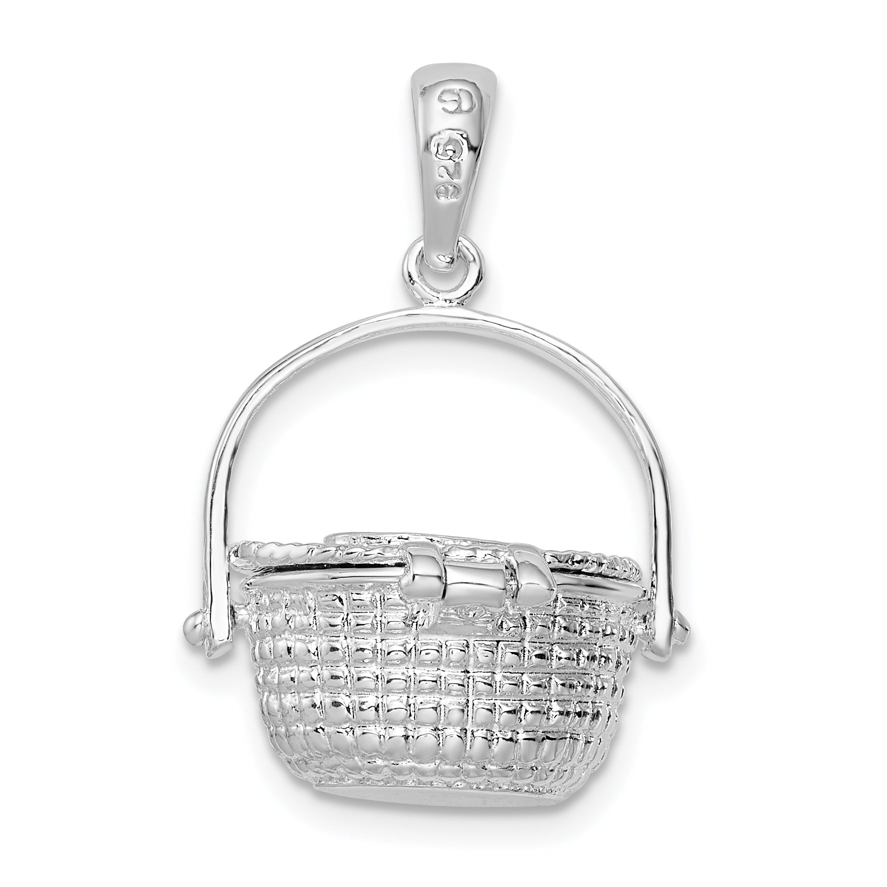 Sterling Silver De-Ani Rhodium-Plated Polished 3D Nantucket Basket Pendant