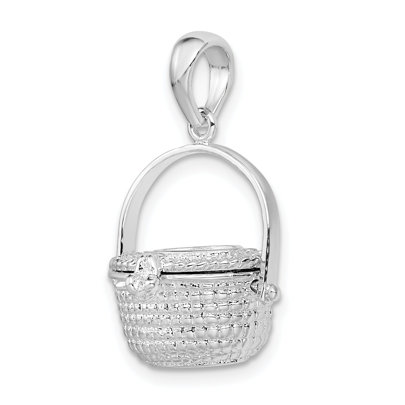 Sterling Silver De-Ani Rhodium-Plated Polished 3D Nantucket Basket Pendant