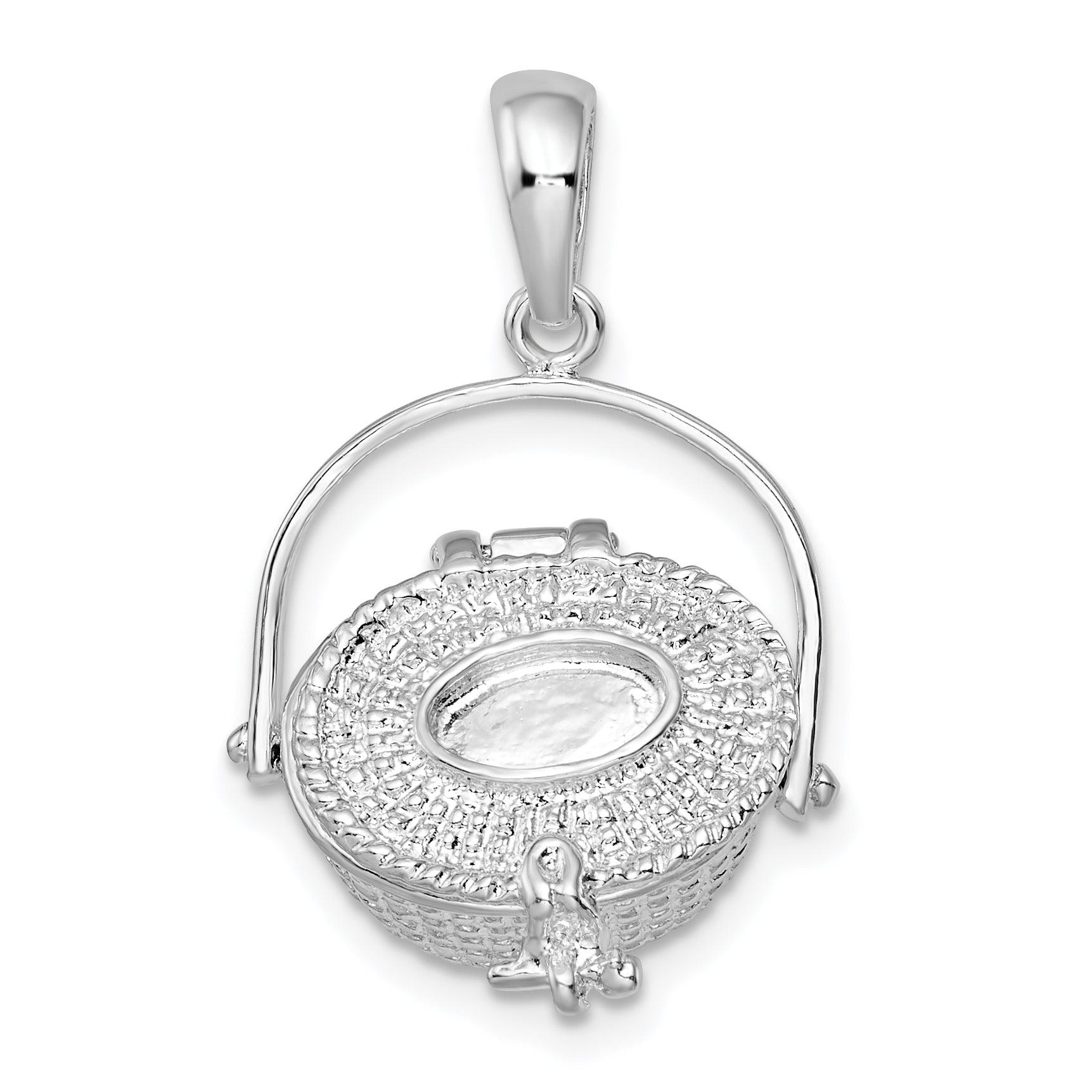 Sterling Silver De-Ani Rhodium-Plated Polished 3D Nantucket Basket Pendant