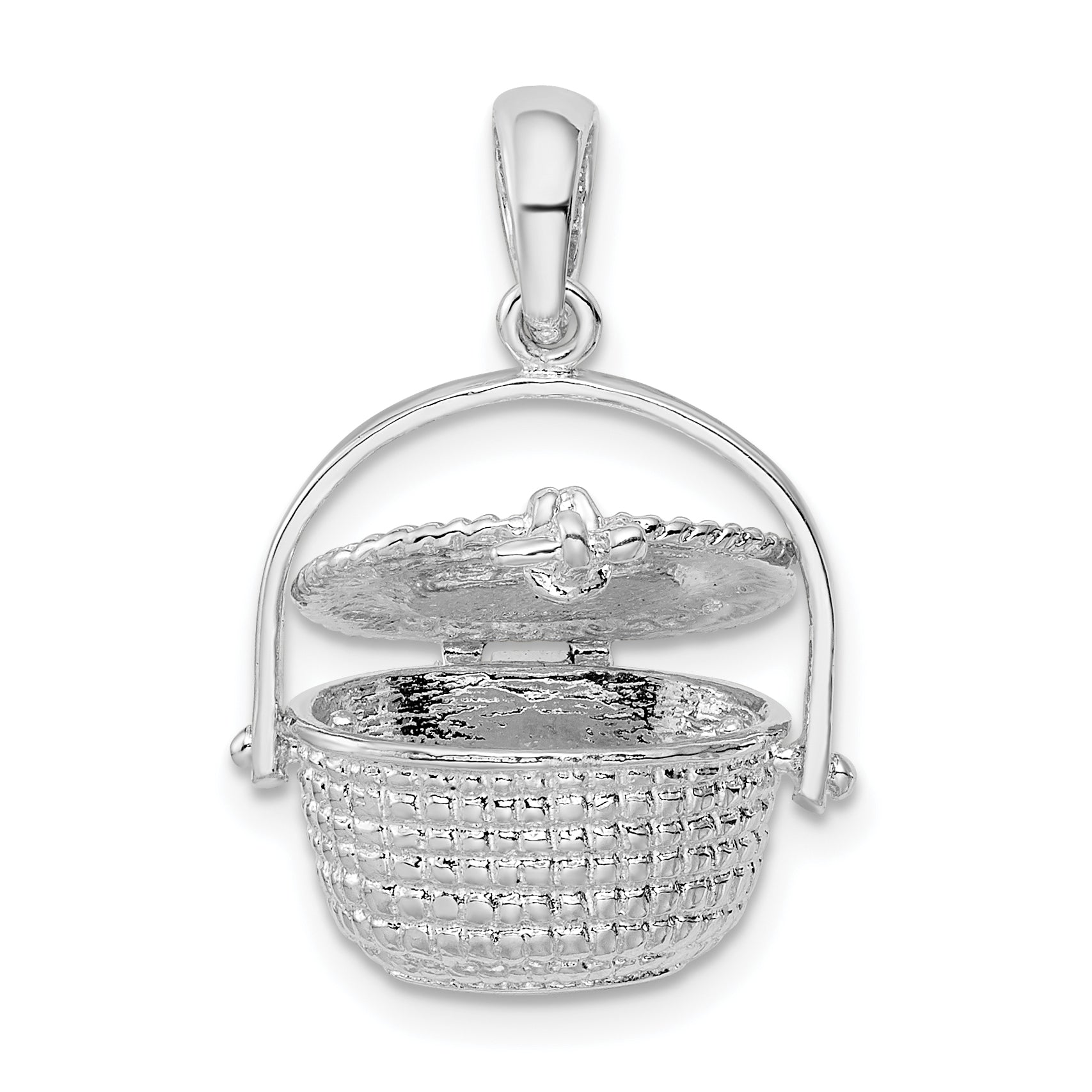Sterling Silver De-Ani Rhodium-Plated Polished 3D Nantucket Basket Pendant