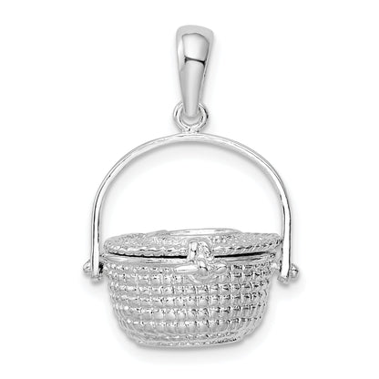 Sterling Silver De-Ani Rhodium-Plated Polished 3D Nantucket Basket Pendant