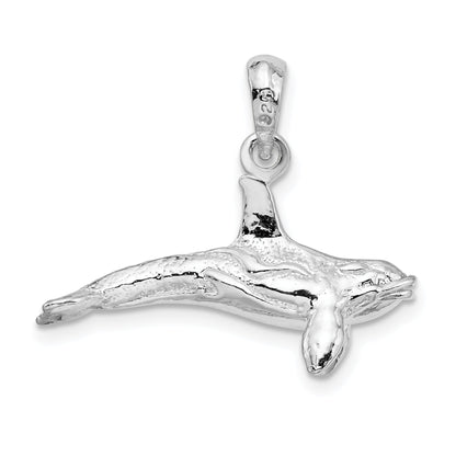 Sterling Silver De-Ani Textured 3D Killer Whale Pendant