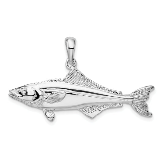 Sterling Silver De-Ani Rhodium-Plated Polished 3D Cobia Fish Pendant
