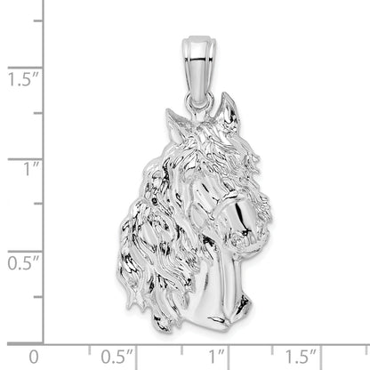 Sterling Silver De-Ani Rhodium-Plated Polished Large Horse Head Pendant