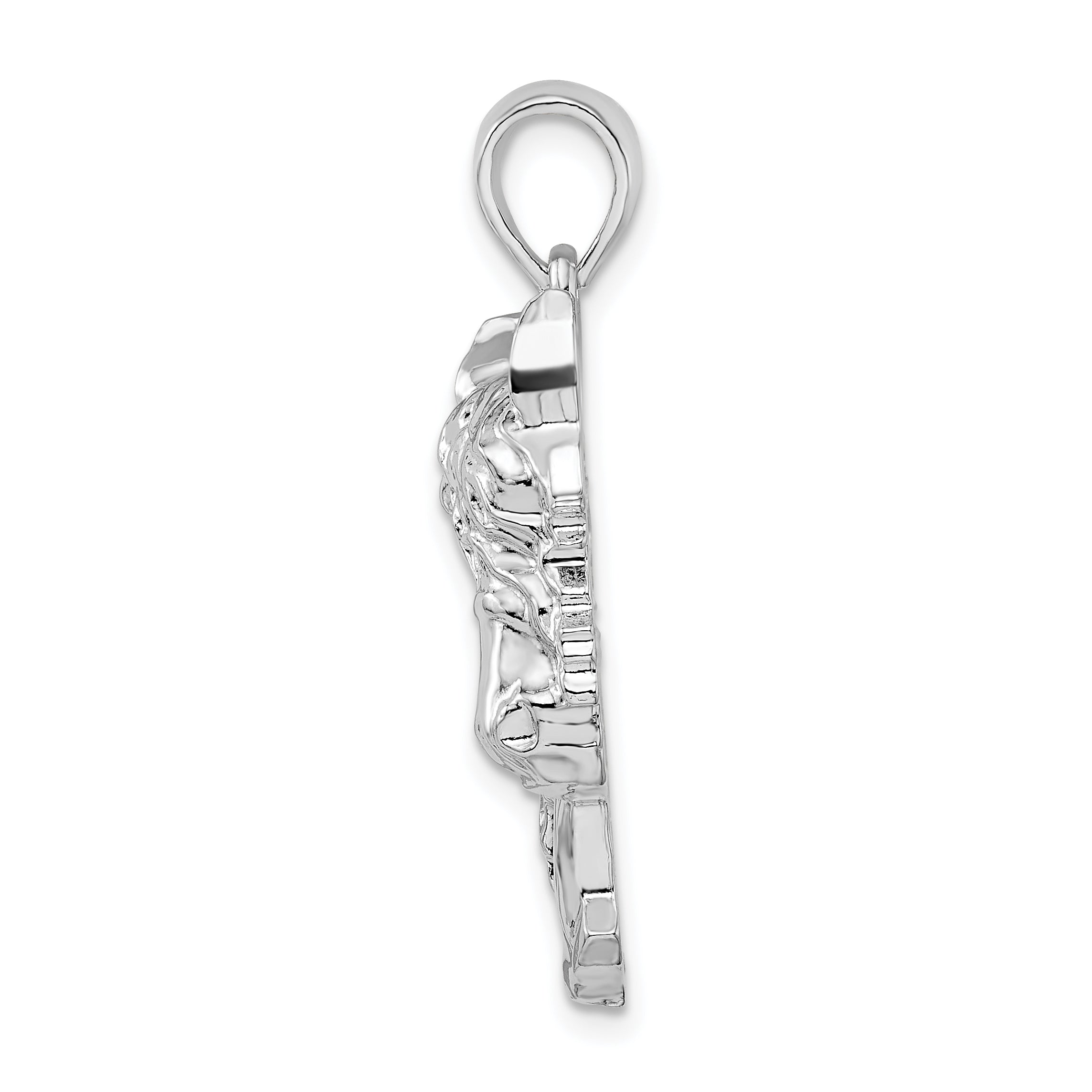Sterling Silver De-Ani Rhodium-Plated Polished Horse Head Pendant