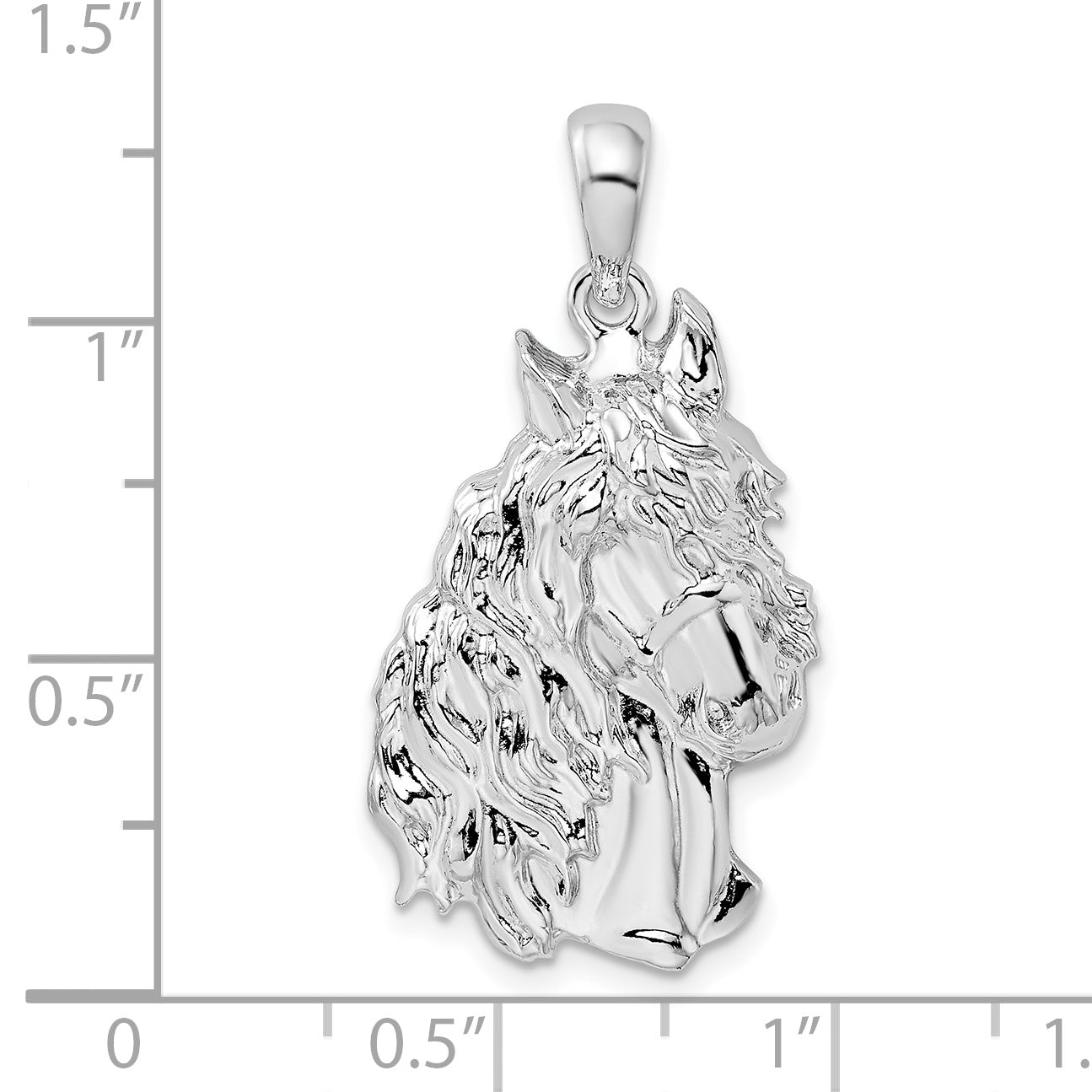 Sterling Silver De-Ani Rhodium-Plated Polished Horse Head Pendant