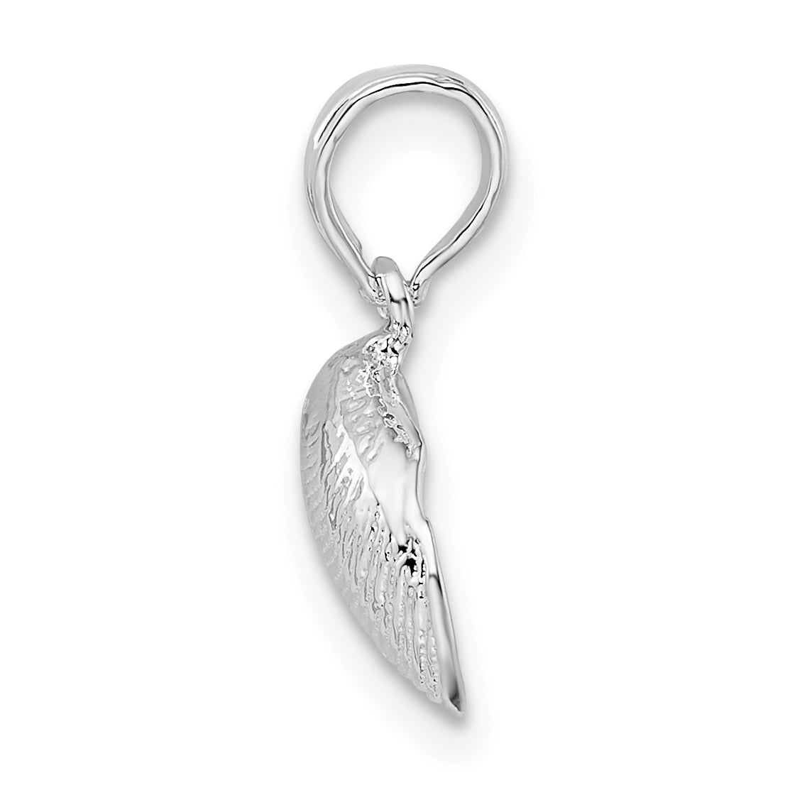 Sterling Silver De-Ani Rhodium-Plated Polished Clam Shell Pendant