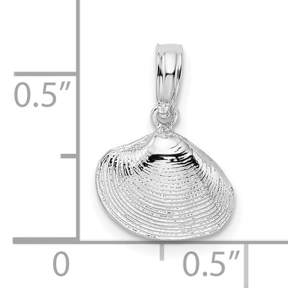 Sterling Silver De-Ani Rhodium-Plated Polished Clam Shell Pendant