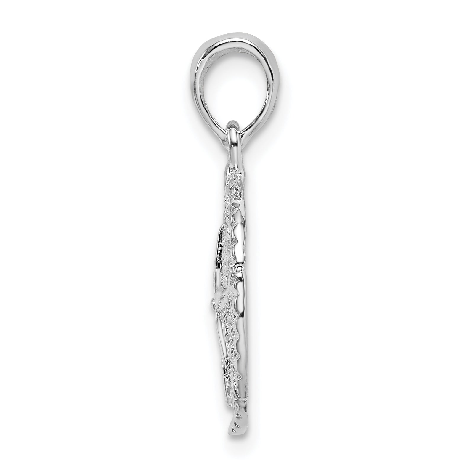 Sterling Silver De-Ani Rhodium-Plated Polished And Textured Sand Dollar Pendant