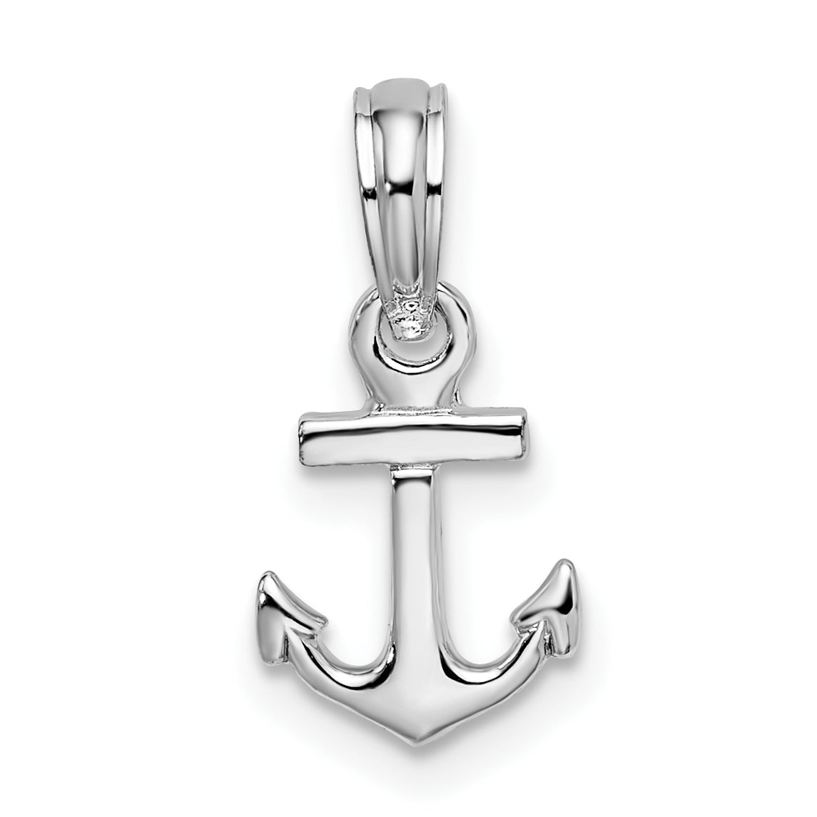 Sterling Silver De-Ani Rhodium-Plated Polished 3D Mini Anchor Pendant