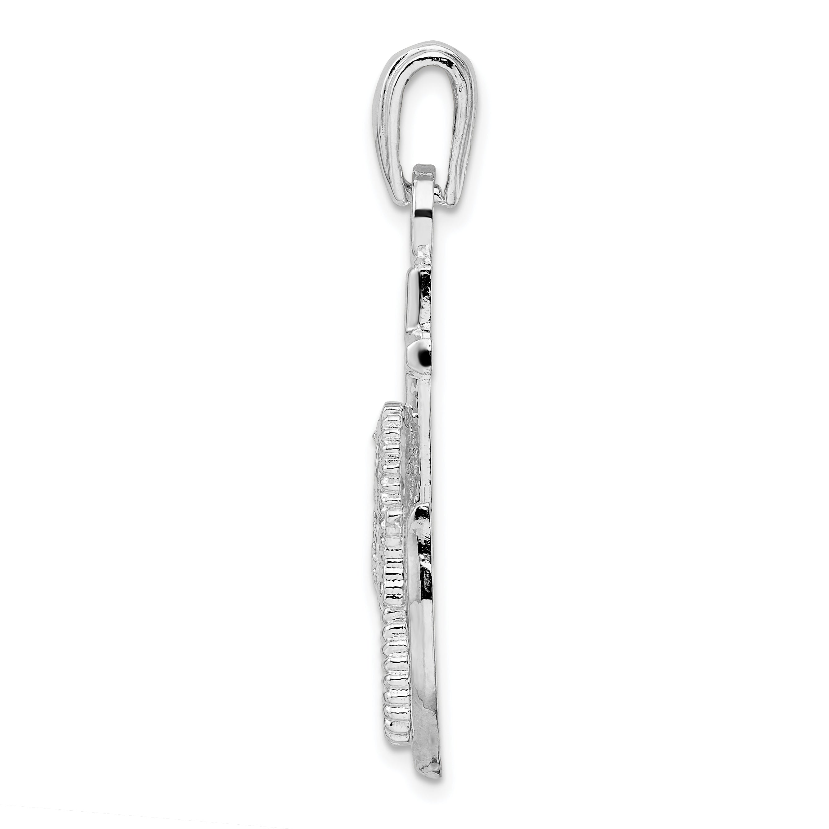 Sterling Silver De-Ani Rhodium-Plated Polished Anchor With Seahorse Pendant