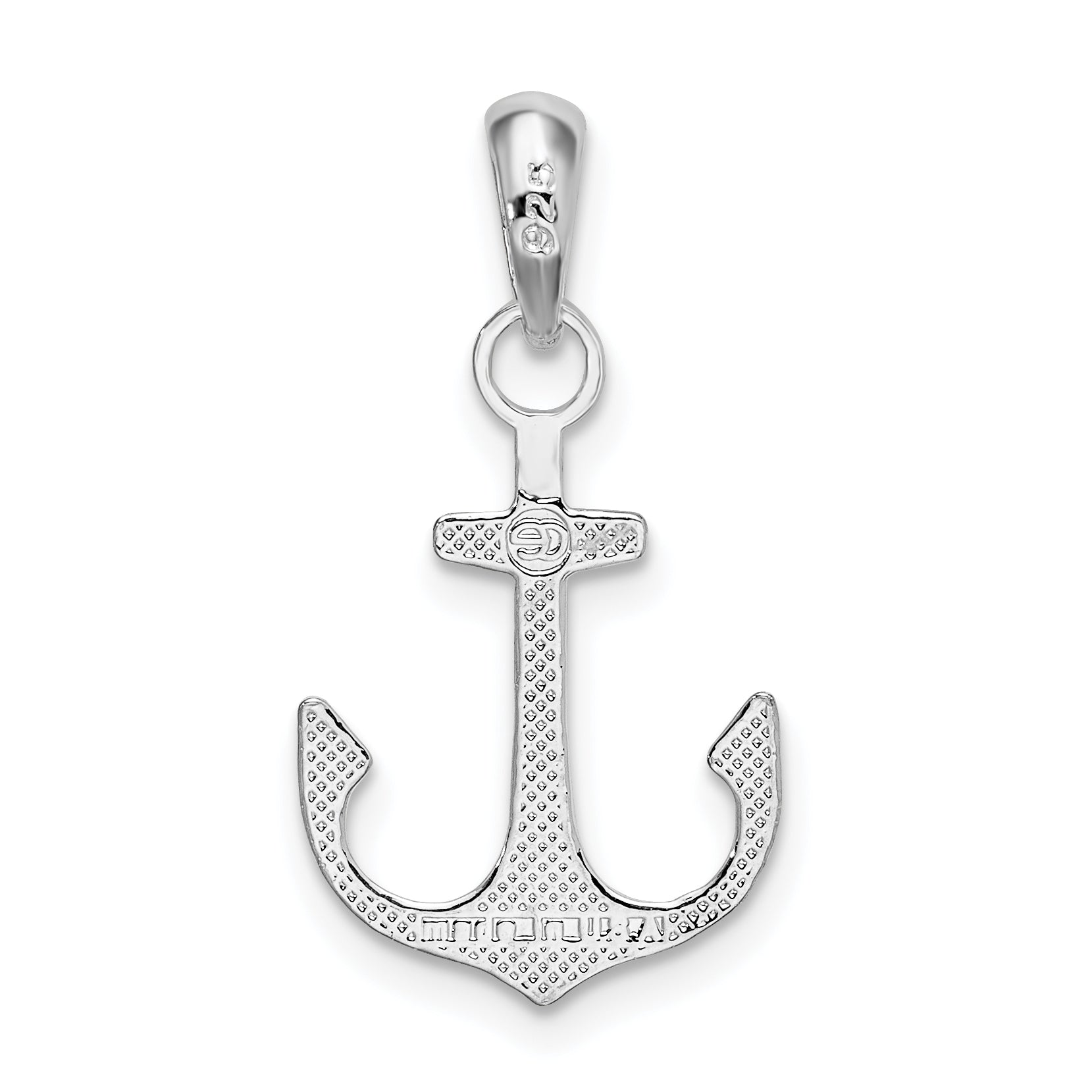 Sterling Silver De-Ani Rhodium-Plated Polished Anchor Pendant