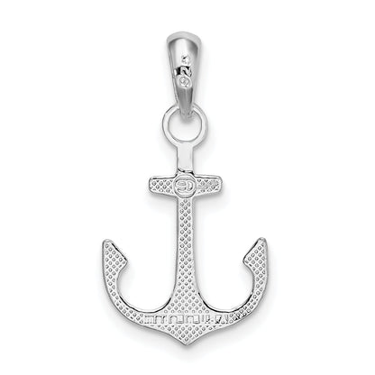 Sterling Silver De-Ani Rhodium-Plated Polished Anchor Pendant