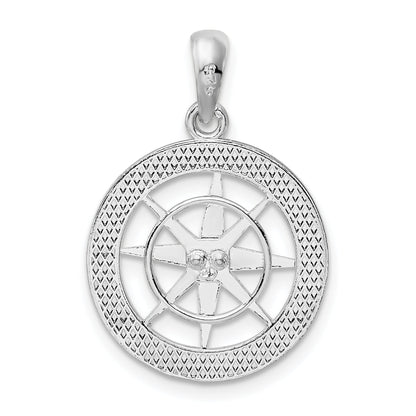 Sterling Silver De-Ani Rhodium-Plated Polished Nautical Compass Pendant