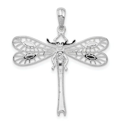 Sterling Silver De-Ani Rhodium-Plated Polished Cut-Out Dragonfly Pendant